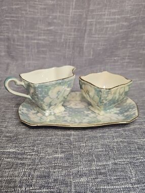 Vintage Royal Winton Blue Brocade Chintz 3 Pc Set